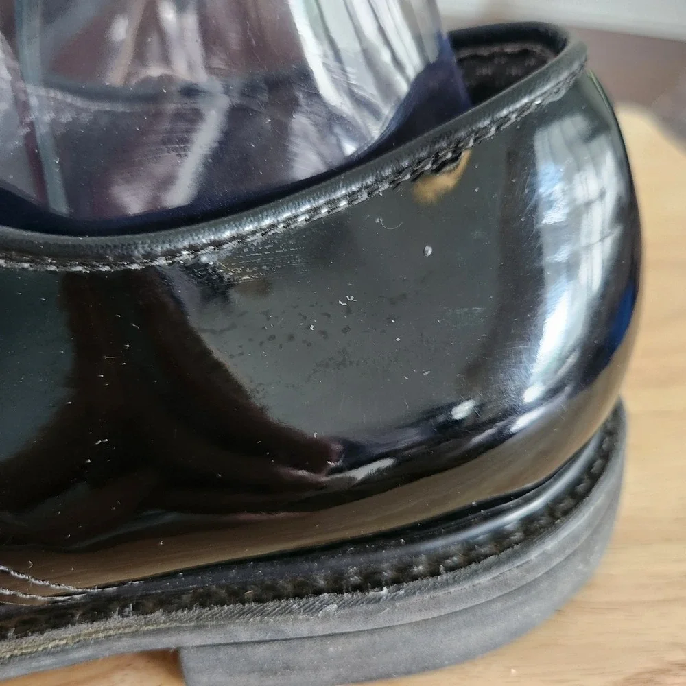 Bates Lites Black Shoe Mens 10.5 E Hi Gloss Uniform Military Formal Dress Vibram